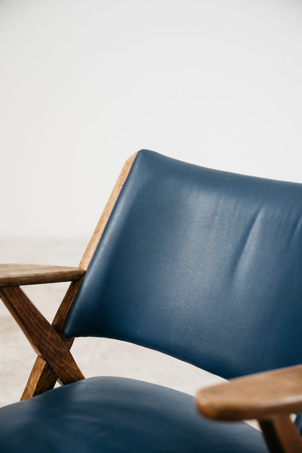 Poltrona Lounge Vintage Dal Vera in Legno e Skai Blu (Anni '50/'60)