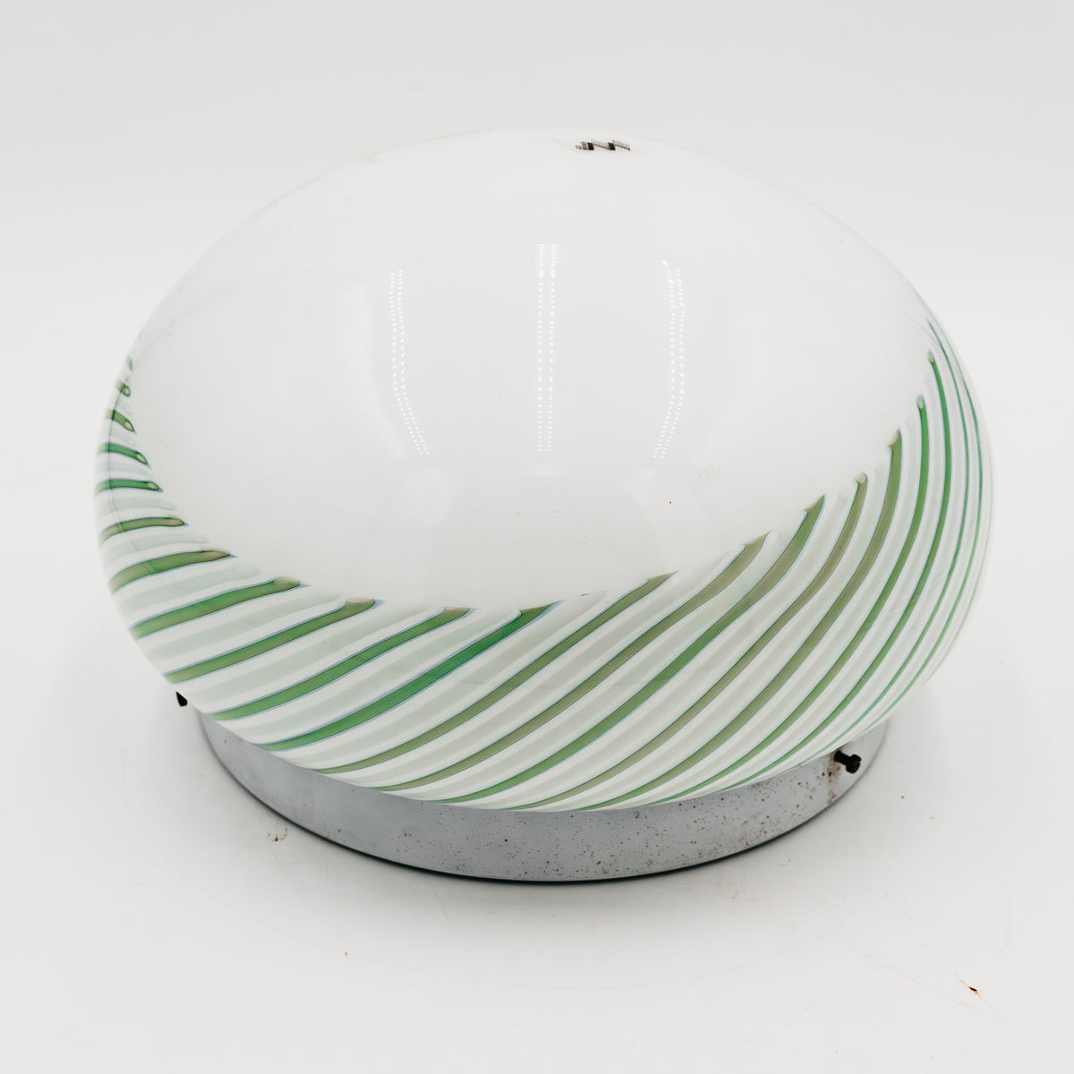 Lampada da parete Vintage Murano in Vetro Incamiciato Bianco e Verde Swirl