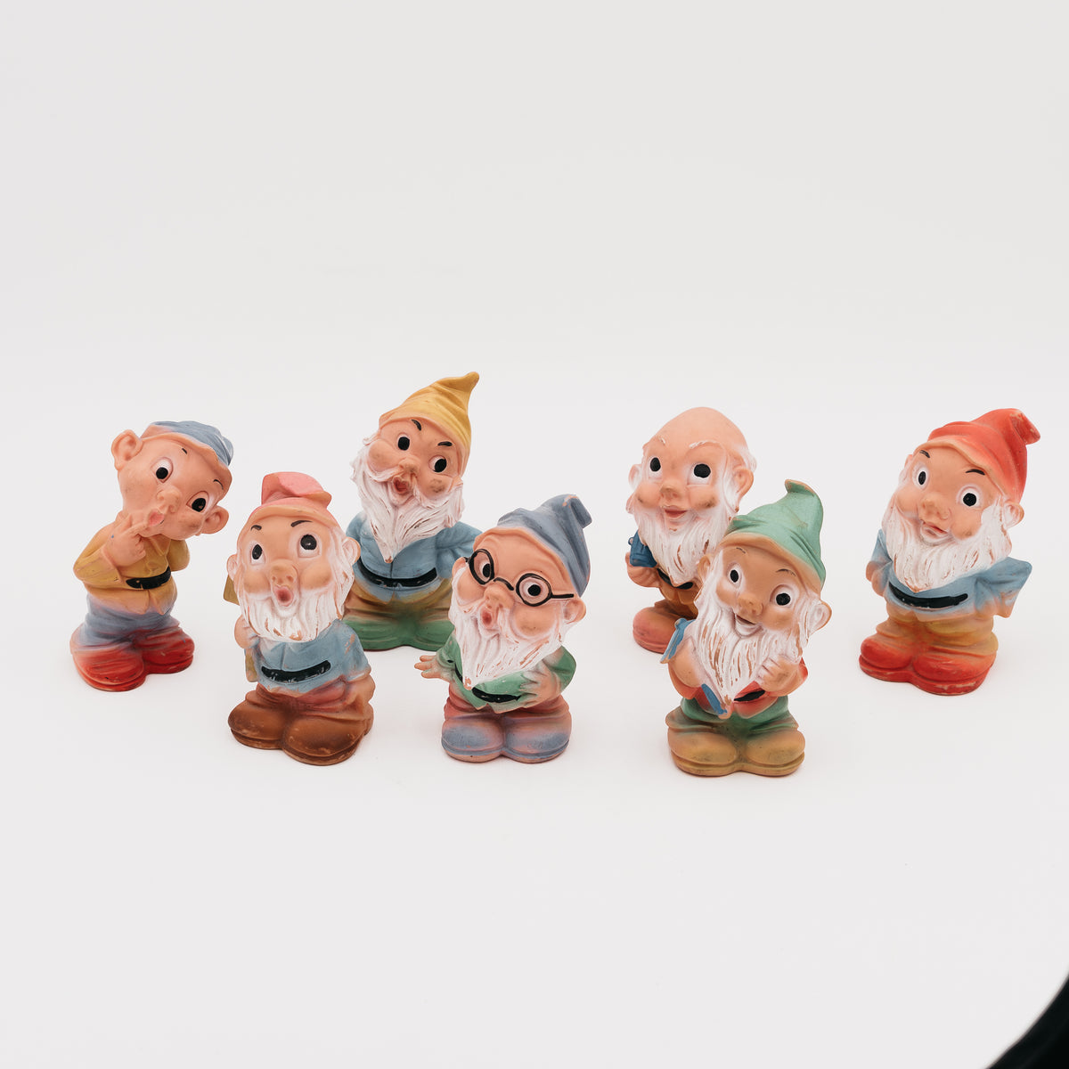 Set 7 Nani di Biancaneve Vintage in Gomma Rubbertoys Anni 60 Disney d'Epoca