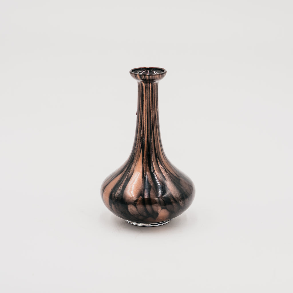 Vaso a Collo Lungo Vintage in Vetro di Murano con Striature Avventurina (Anni '60/'70)