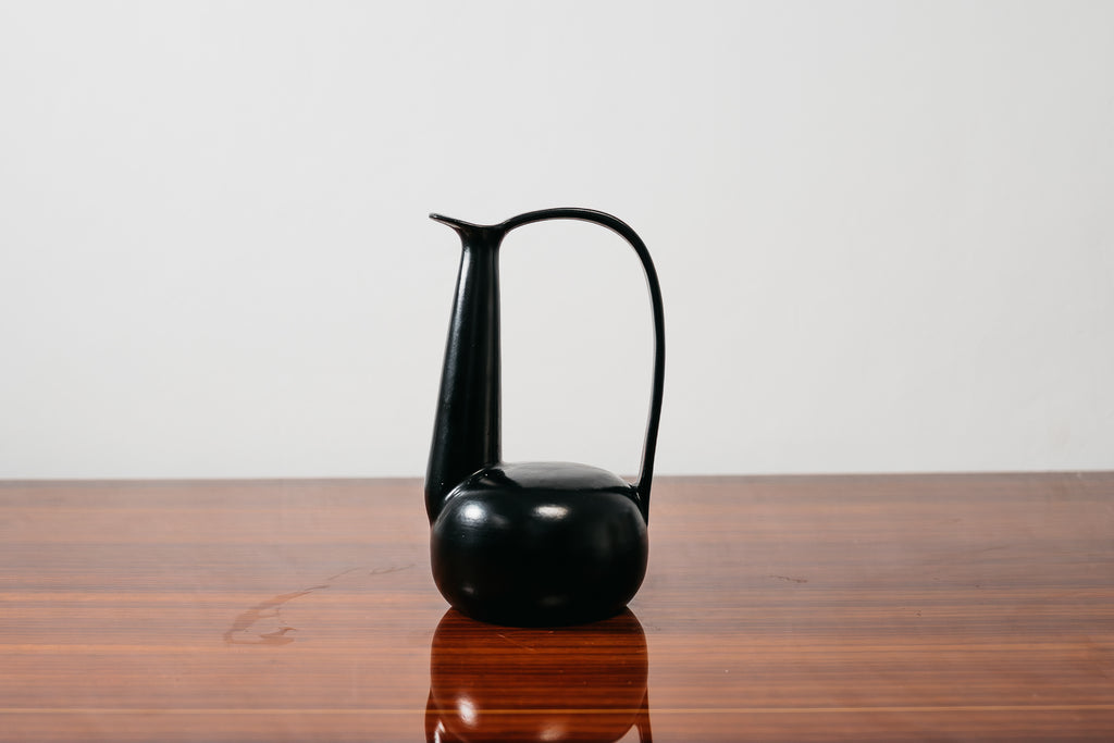 Brocca Vaso Scultoreo in Bucchero Nero Gio Ponti - Design Italiano Anni '40 Raro Modernariato