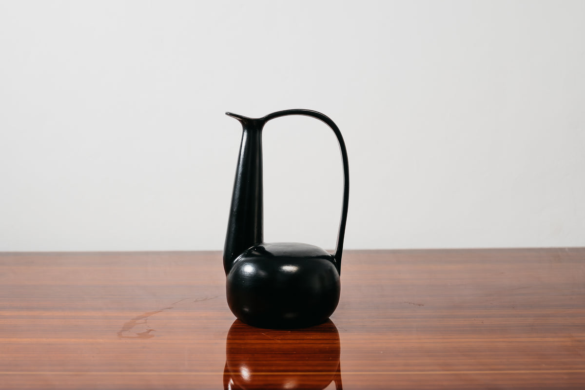 Brocca Vaso Scultoreo in Bucchero Nero Gio Ponti - Design Italiano Anni '40 Raro Modernariato