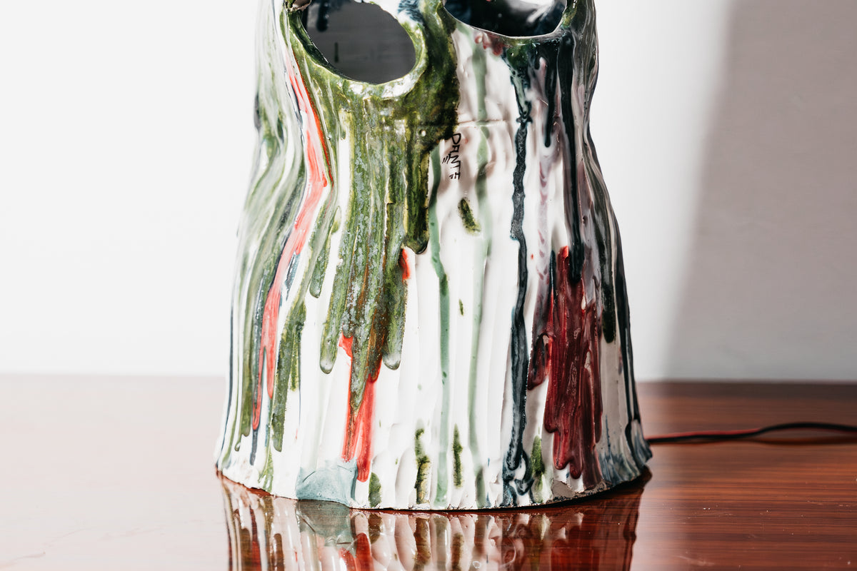Lampada in Ceramica Ernesto Treccani Vintage Anni 60 Scultura Traforata Modernariato