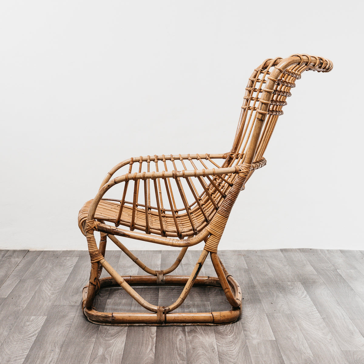 Coppia Poltrone Tito Agnoli B4 Bonacina Vintage Anni 50 Rattan Mid-Century Design