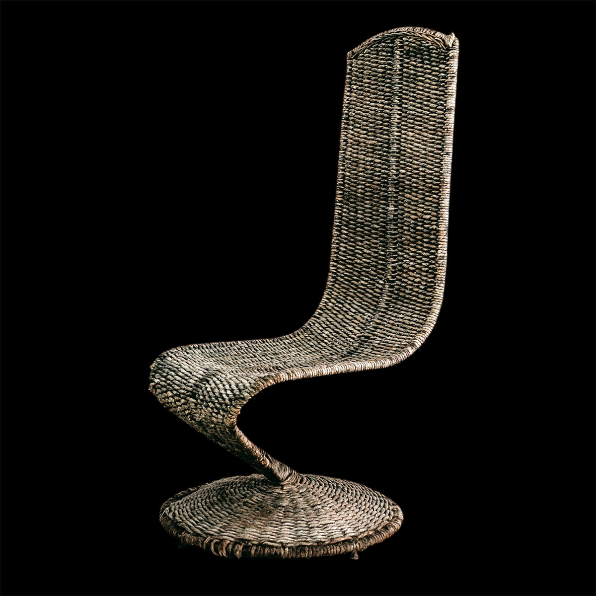 Poltrona S Chair Marzio Cecchi Studio Most Vintage Anni 70 Corda Foglia di Banana Modernariato