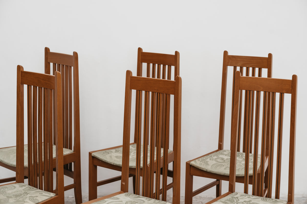 Set di 6 Sedie da Pranzo Vintage a Schienale Alto in Legno Massello - Linea Scandinava Anni '70/'80