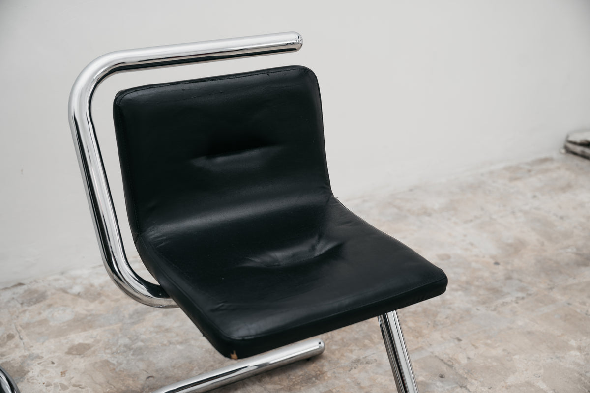 Luigi Bardini Coppia Di Poltroncine Design Anni ‘70 Chrome Tubular Steel