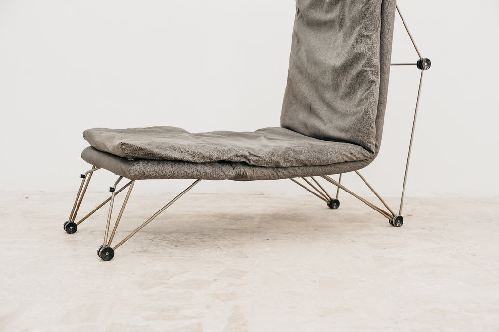 Poltrona Lounge Chair Trasformabile Vintage Anni 80 Design Geometrico Postmoderno