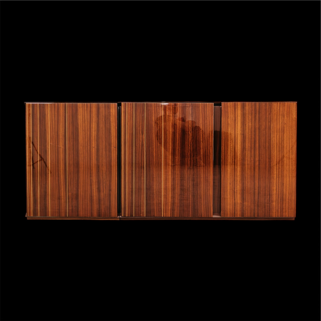 Credenza Monumentale Vintage Anni 70 Palissandro Zebrato Lucido Modernariato Madia