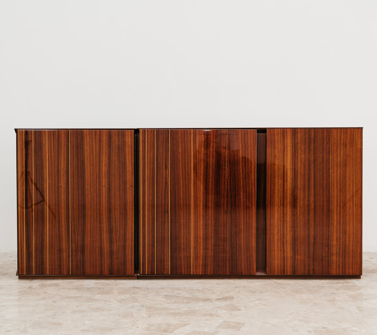 Credenza Monumentale Vintage Anni 70 Palissandro Zebrato Lucido Modernariato Madia