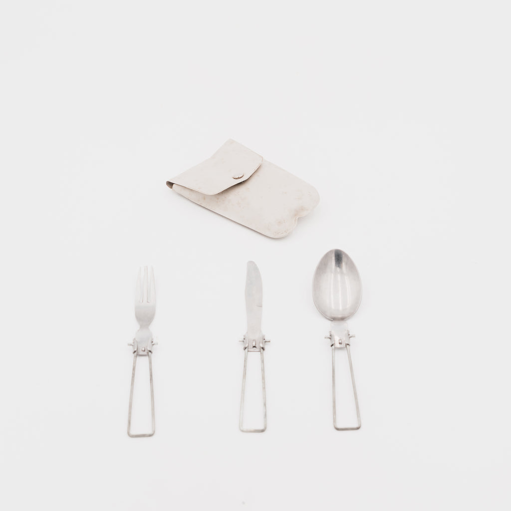 Set Posate Pieghevoli Vintage da Campeggio Escursionismo con Custodia Originale
