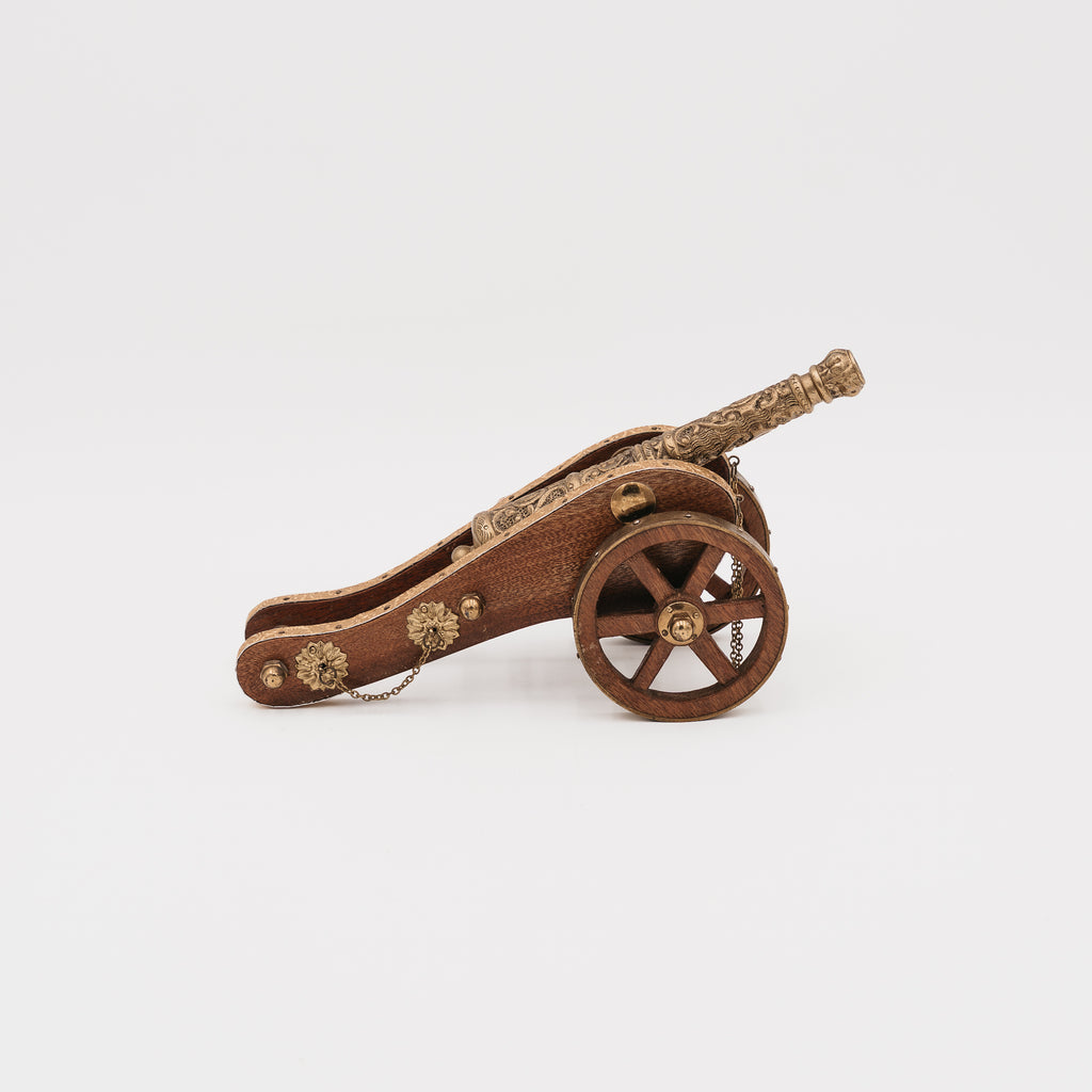 Cannone Navale Storico in Legno e Bronzo / Ottone Sbalzato - Modello da Collezione Vintage