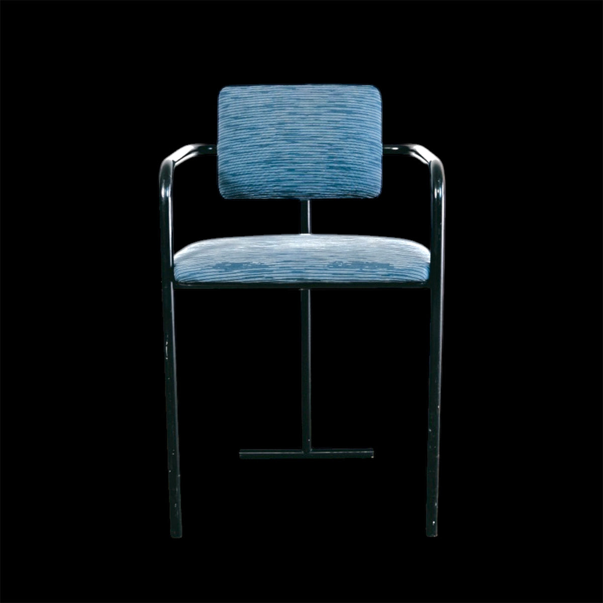 Poltrona Vintage Minimalista dal Design Postmoderno in Metallo e Tessuto (Anni '80)