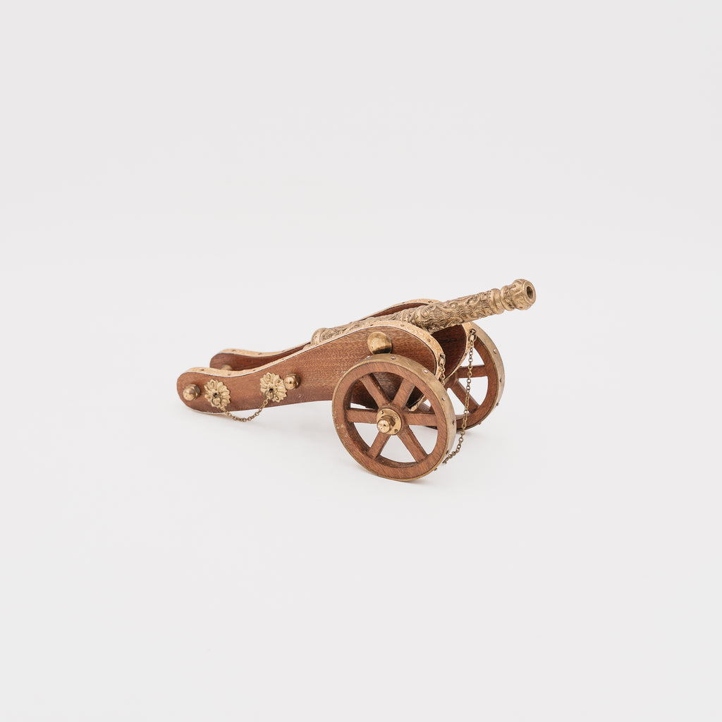 Cannone Navale Storico in Legno e Bronzo / Ottone Sbalzato - Modello da Collezione Vintage