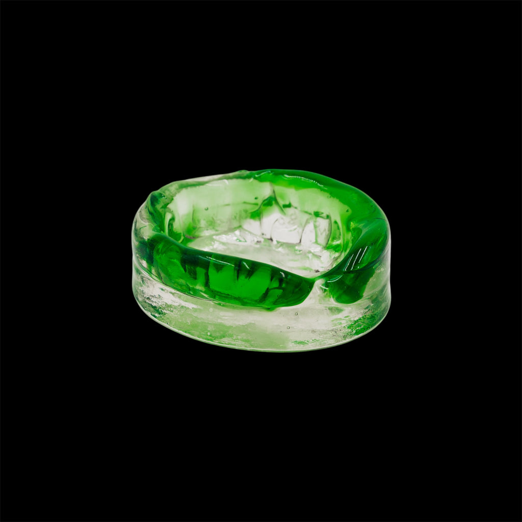 Posacenere Vintage Murano Vetro Sommerso Verde Firmato d'Epoca