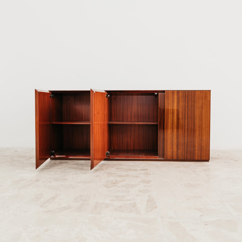 Credenza Monumentale Vintage Anni 70 Palissandro Zebrato Lucido Modernariato Madia