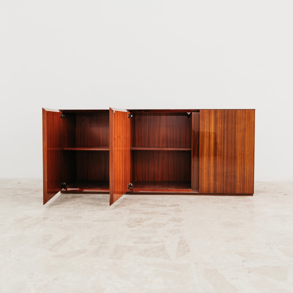 Credenza Monumentale Vintage Anni 70 Palissandro Zebrato Lucido Modernariato Madia