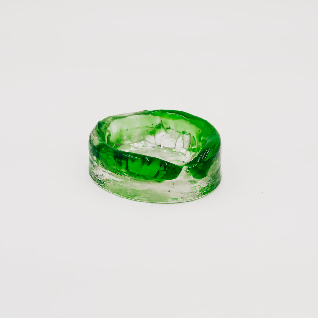 Posacenere Vintage Murano Vetro Sommerso Verde Firmato d'Epoca