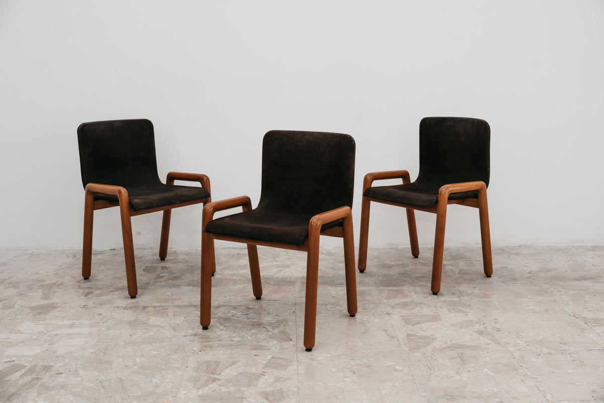 Set di 3 Sedie con Braccioli Modello "Dilos" Guido Faleschini per I 4 Mariani - Design Anni '70