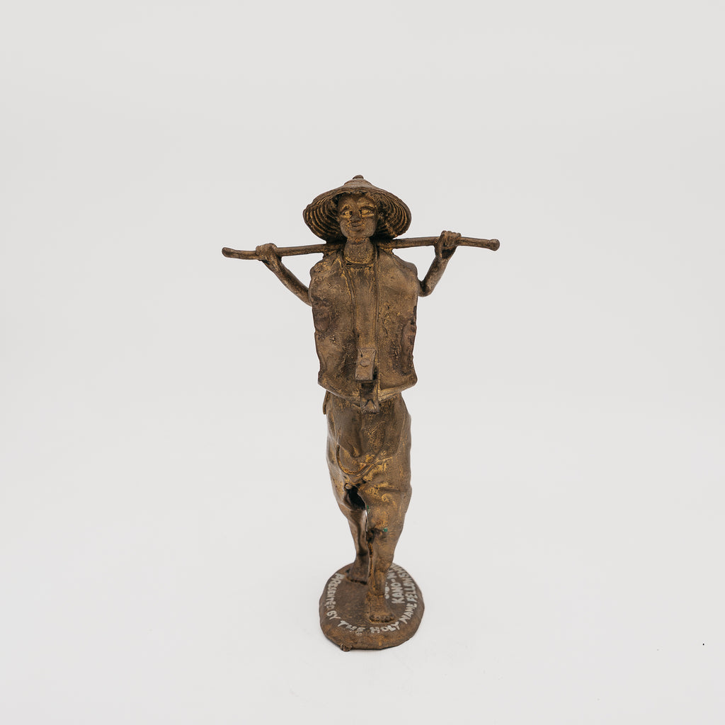 Scultura Vintage in Bronzo / Metallo "Il Portatore" - Presentata da The Holy Name Fellowship