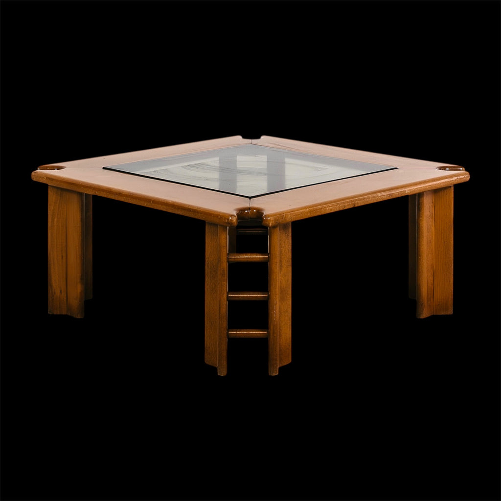 Tavolino da Caffè Afra Tobia Scarpa Vintage Anni 60 Legno Noce e Cristallo Modernariato