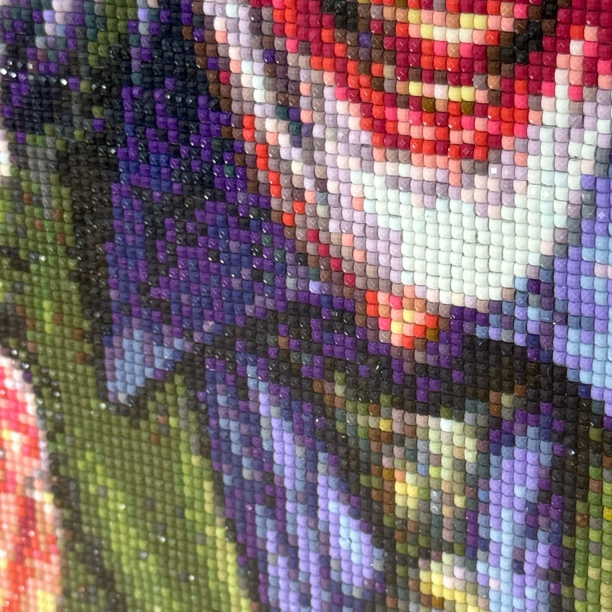 Quadro Pop Art "Joker" Heath Ledger in Diamond Painting con Cornice Viola
