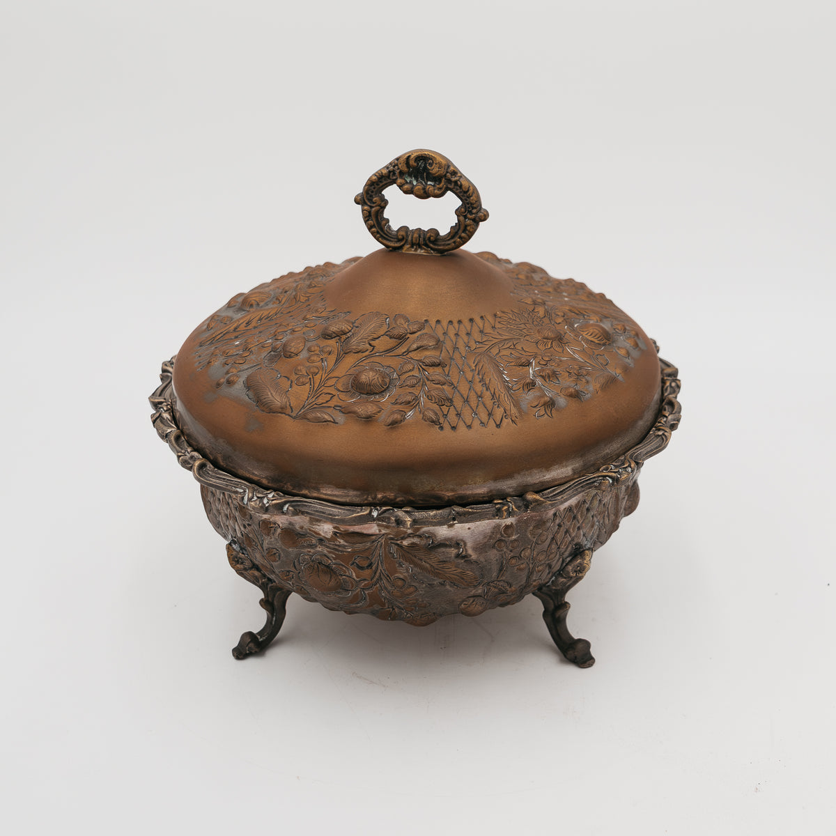 Zuppiera Bonbonnière Royal Family Sheffield Vintage con Coperchio Lavorato