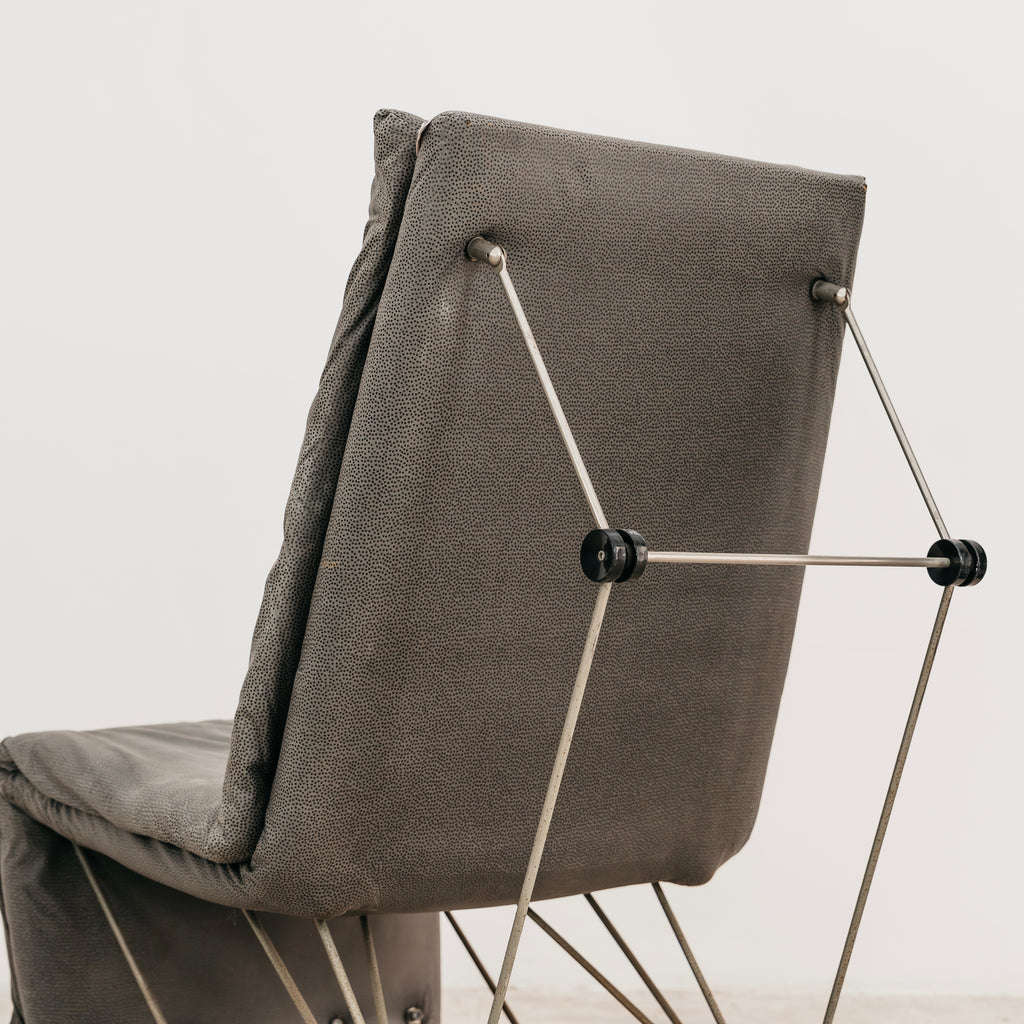 Poltrona Lounge Chair Trasformabile Vintage Anni 80 Design Geometrico Postmoderno