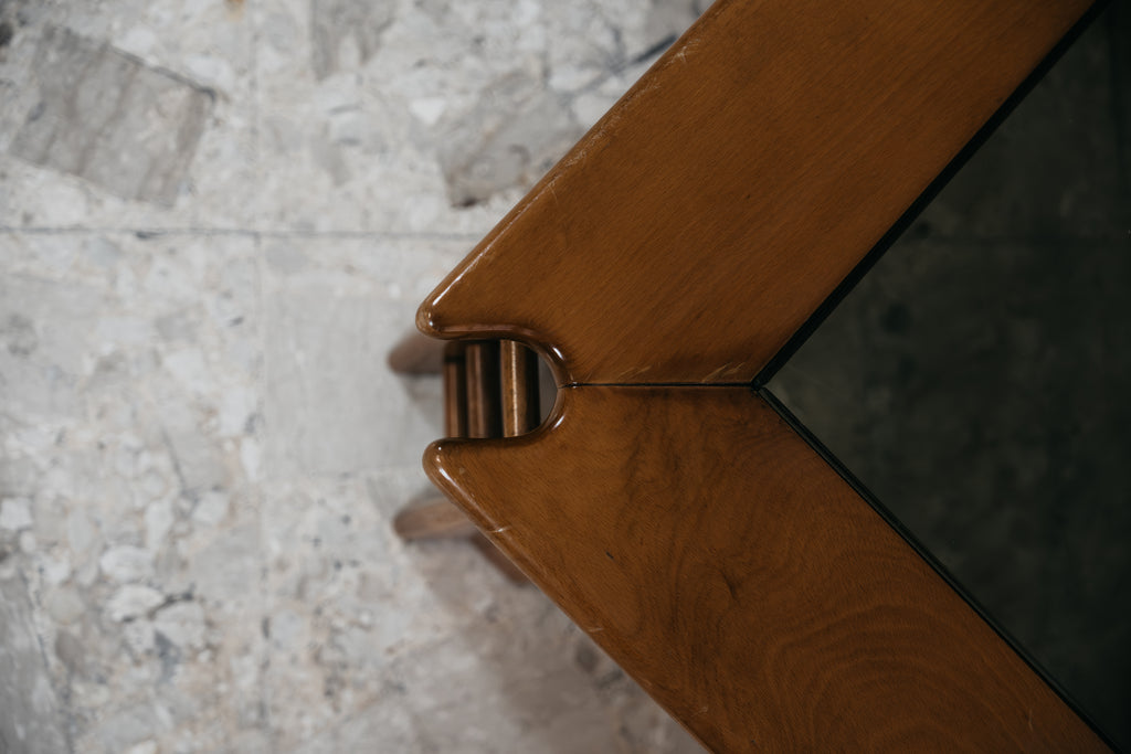 Tavolino da Caffè Afra Tobia Scarpa Vintage Anni 60 Legno Noce e Cristallo Modernariato