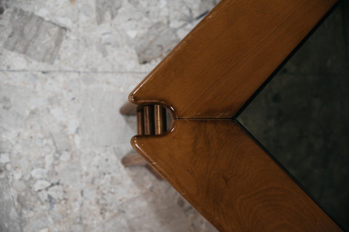 Tavolino da Caffè Afra Tobia Scarpa Vintage Anni 60 Legno Noce e Cristallo Modernariato