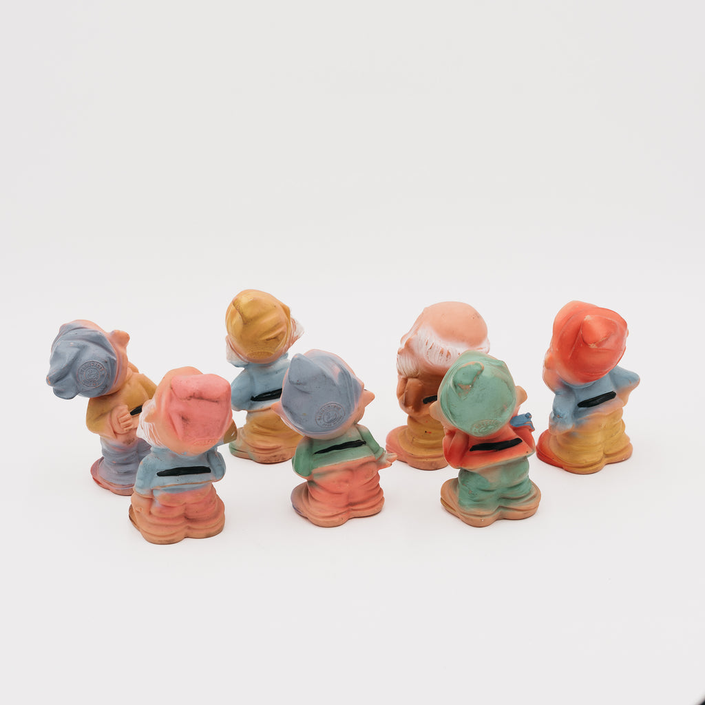 Set 7 Nani di Biancaneve Vintage in Gomma Rubbertoys Anni 60 Disney d'Epoca
