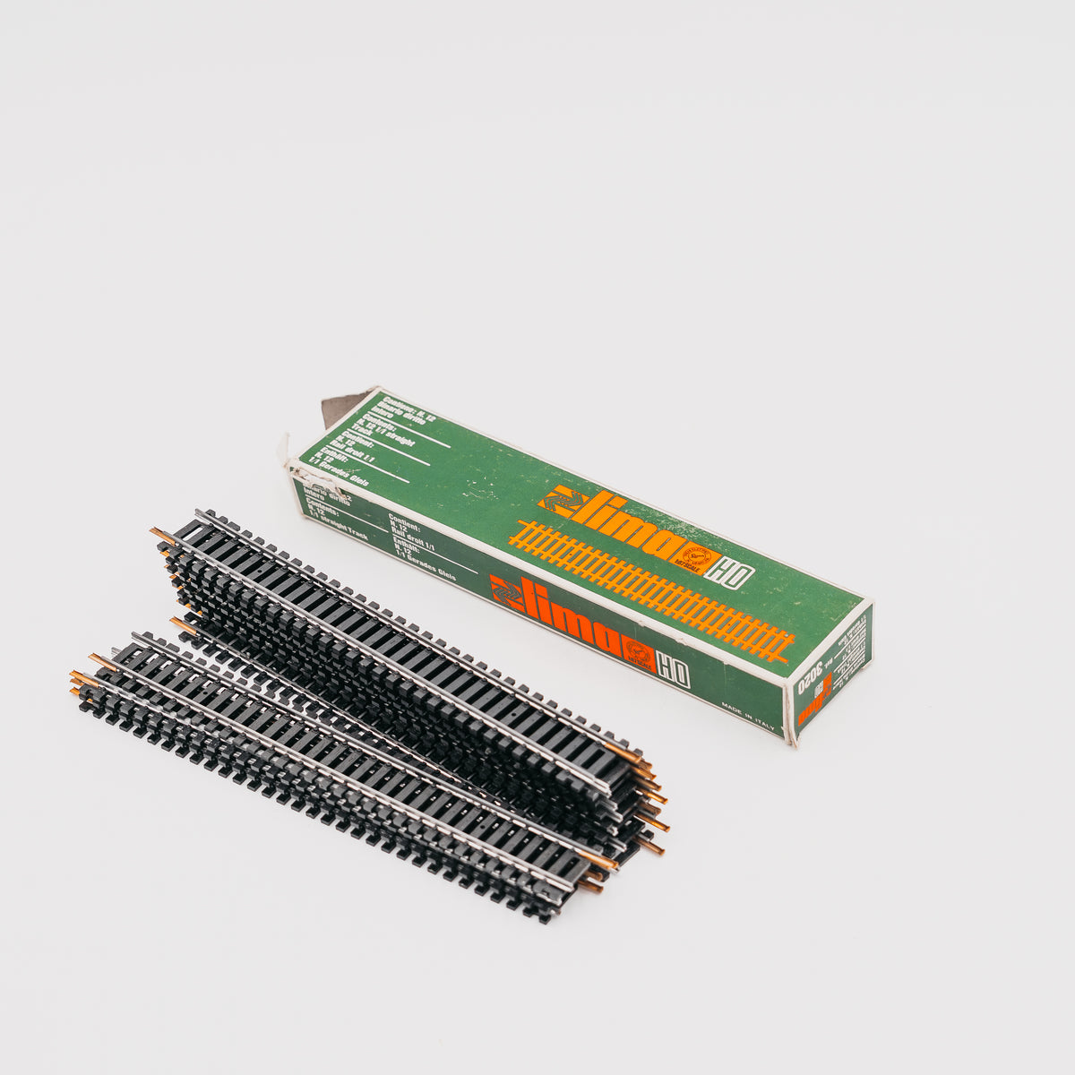 Lotto 12 Binari Dritti Lima HO 3020 Vintage per Trenini Elettrici con Scatola