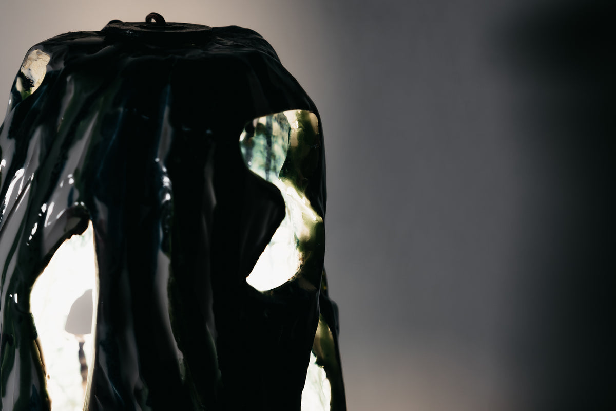 Lampada in Ceramica Ernesto Treccani Vintage Anni 60 Scultura Traforata Modernariato