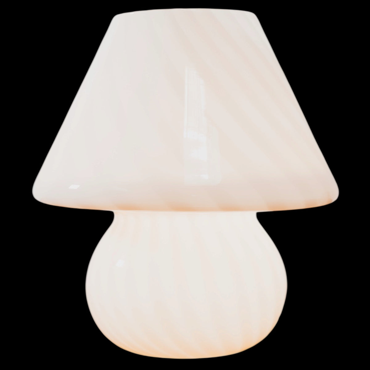 Lampada a Fungo Murano Vintage Anni 70 Vetro Soffiato Rosa Cipria Swirl Abat-Jour Space Age