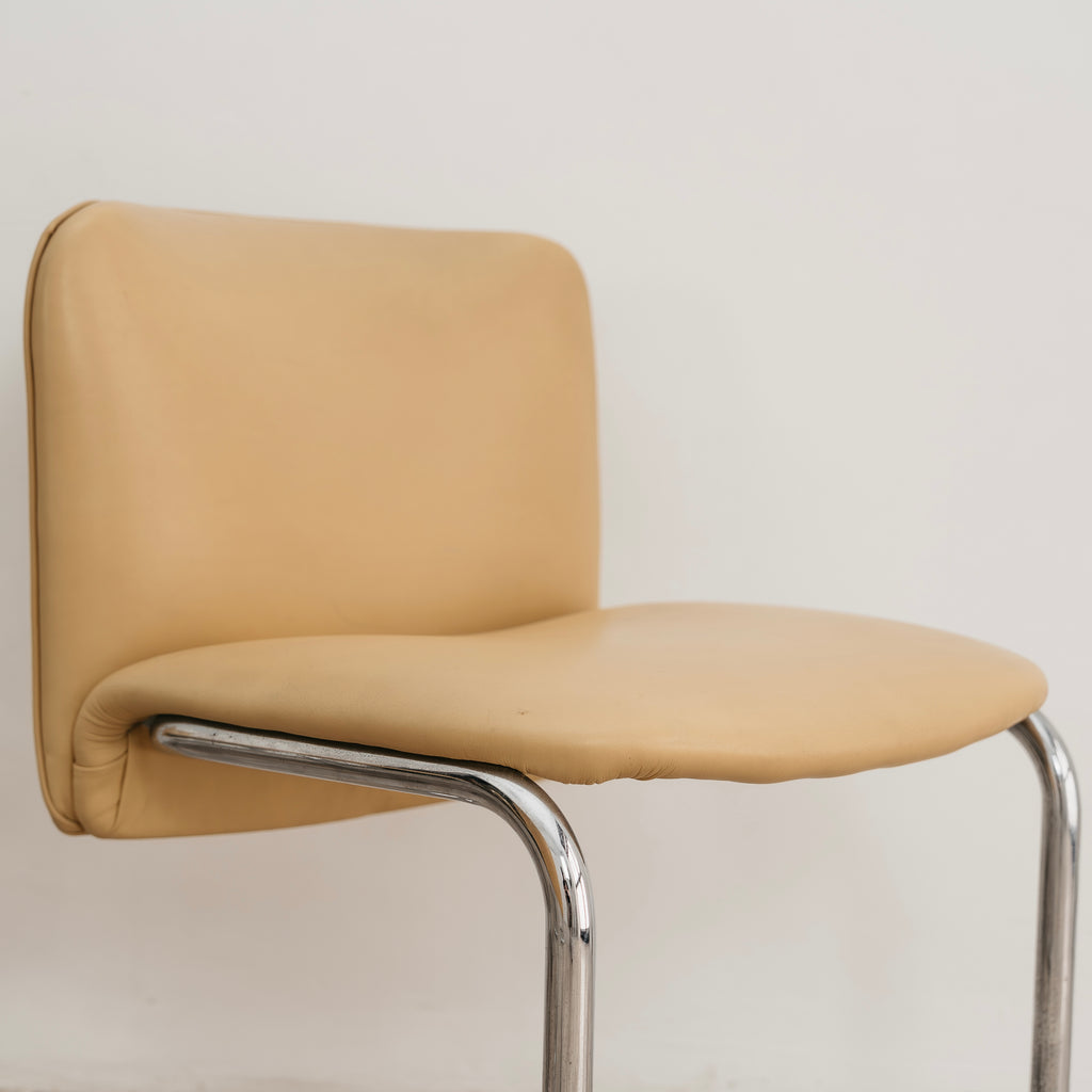 Set di 6 Sedie Vintage Cantilever in Acciaio Cromato e Similpelle (Anni '70)