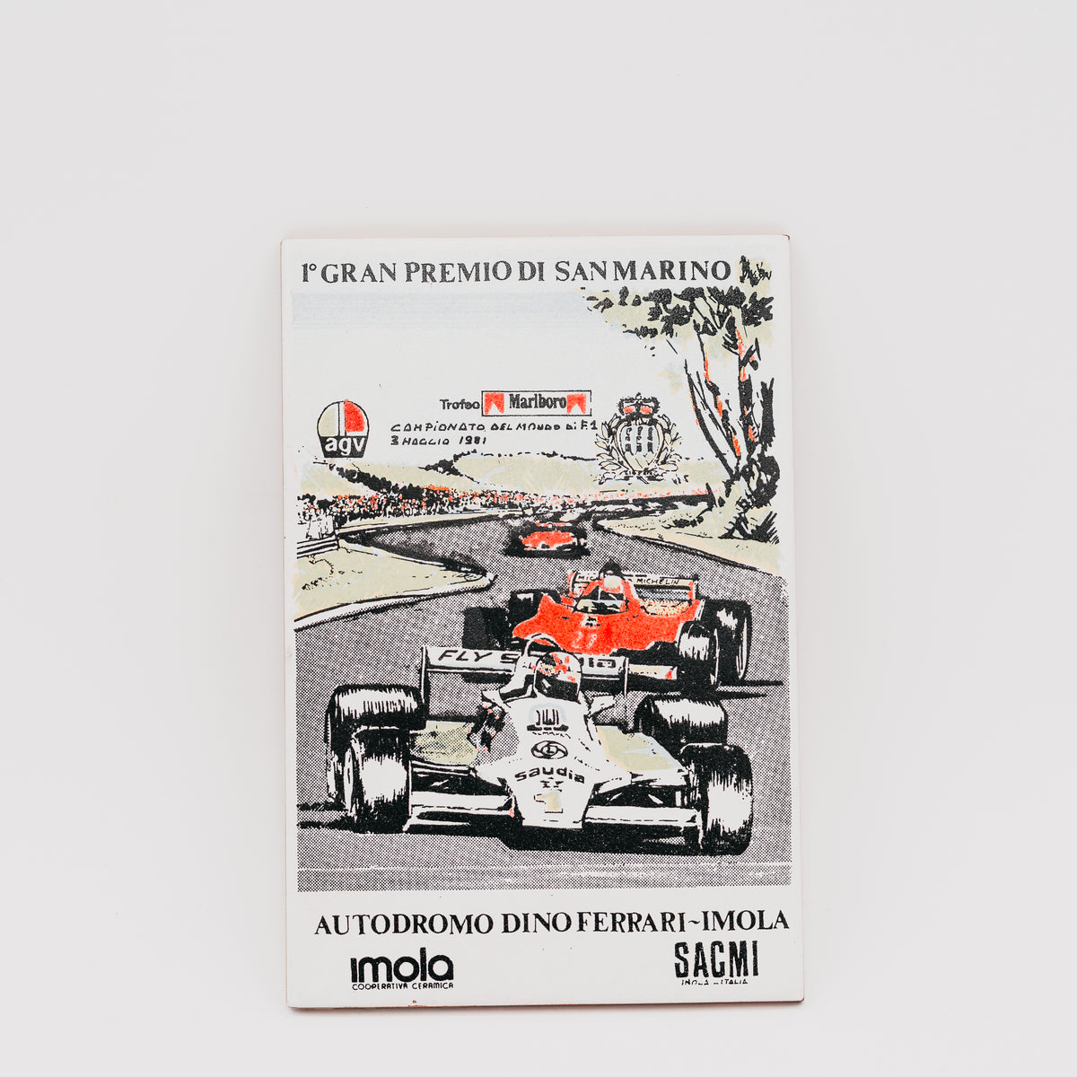 Piastrella Ceramica Vintage 1° Gran Premio San Marino Imola 1981 F1 Cooperativa Imola