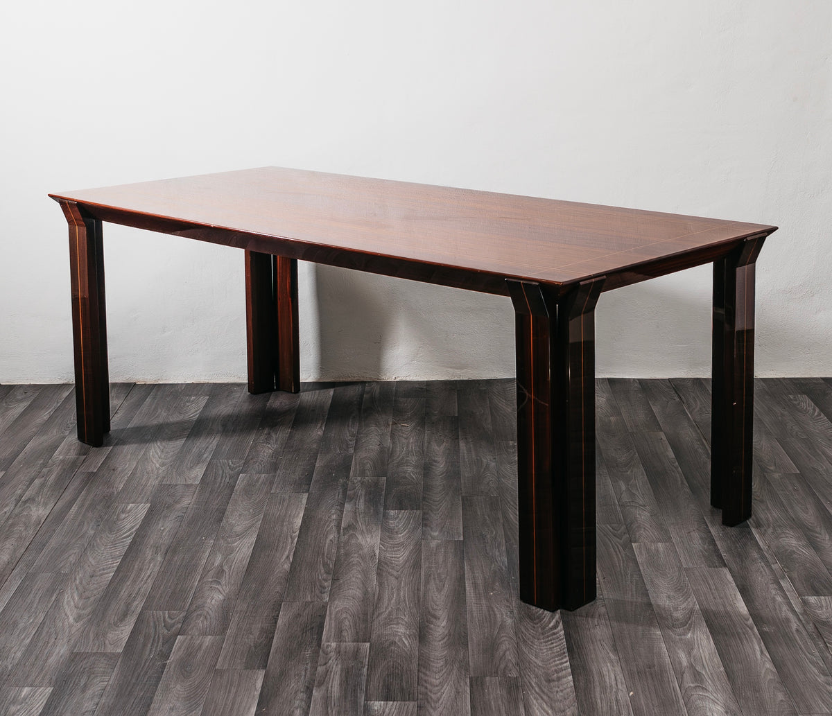 Tavolo Rettangolare da Pranzo Palissandro Vintage Anni 70 Lucidato a Specchio Modernariato
