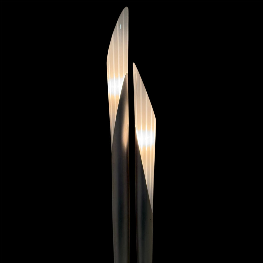 Piantana lampada terra vintage modernariato 2 steli metallo vetro design H196