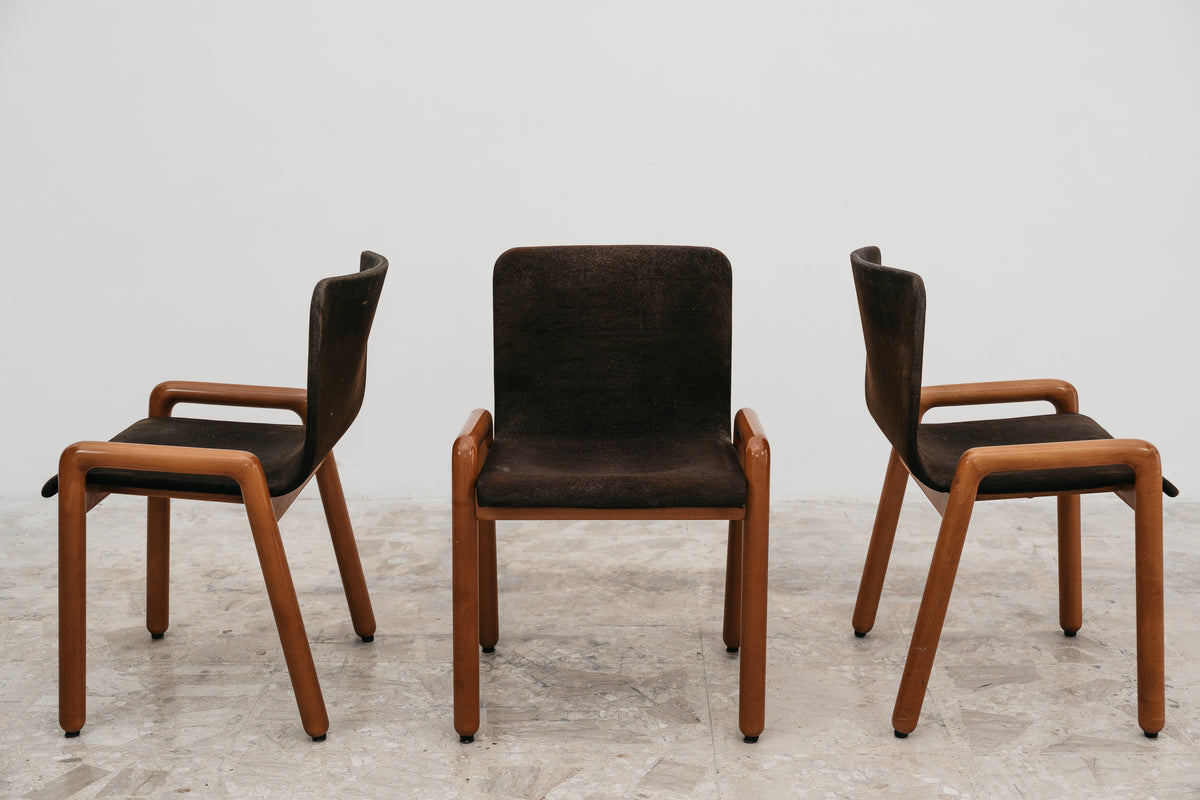 Set di 3 Sedie con Braccioli Modello "Dilos" Guido Faleschini per I 4 Mariani - Design Anni '70