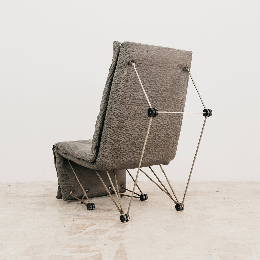 Poltrona Lounge Chair Trasformabile Vintage Anni 80 Design Geometrico Postmoderno
