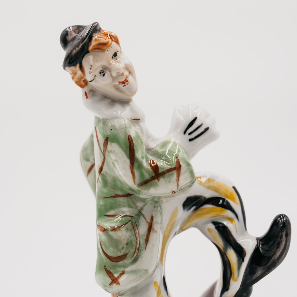 Posacenere Svuotatasche Vintage in Ceramica con Statuetta Pagliaccio Clown Artistico