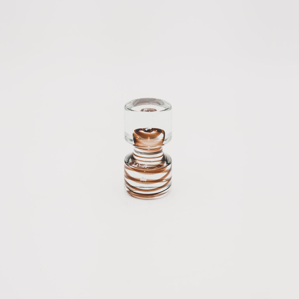 Fermacarte Vintage in Vetro di Murano Sommerso a Spirale Bianco e Marrone