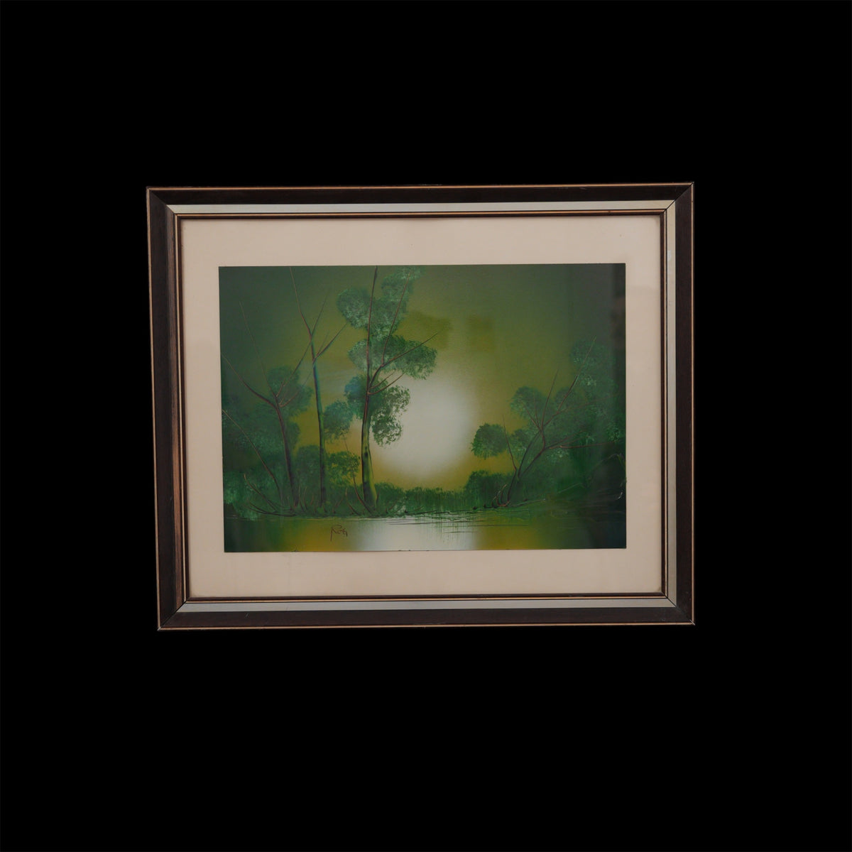 Luce d'Incanto sul Lago – Paesaggio Vintage con Cornice, 55 x 67 cm