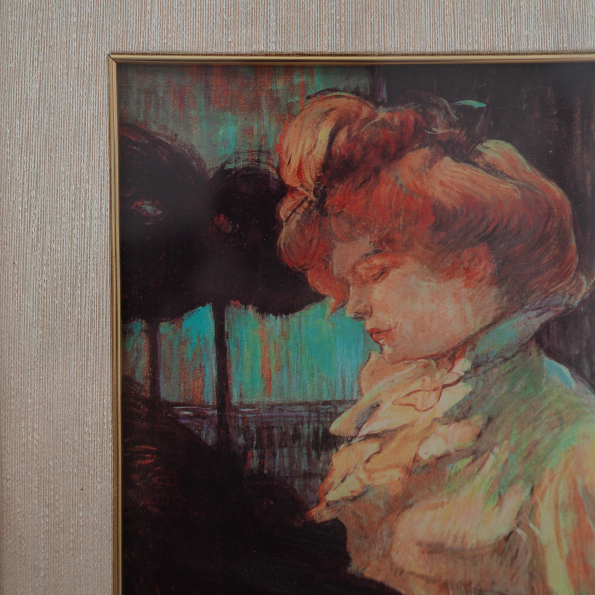 La Modiste, da Toulouse-Lautrec – Riproduzione Vintage con Cornice in Legno, 46 x 43 cm