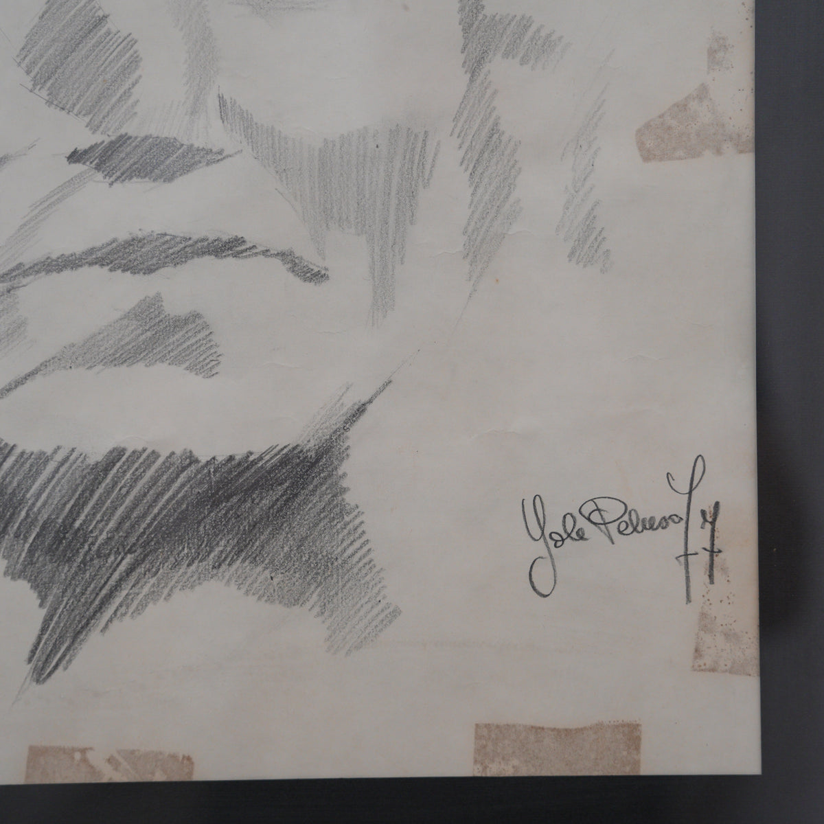 Ritratto d'Uomo a Matita – Disegno Firmato e Datato '77, Cornice Cromata con Passepartout Nero, 59 x 55 cm