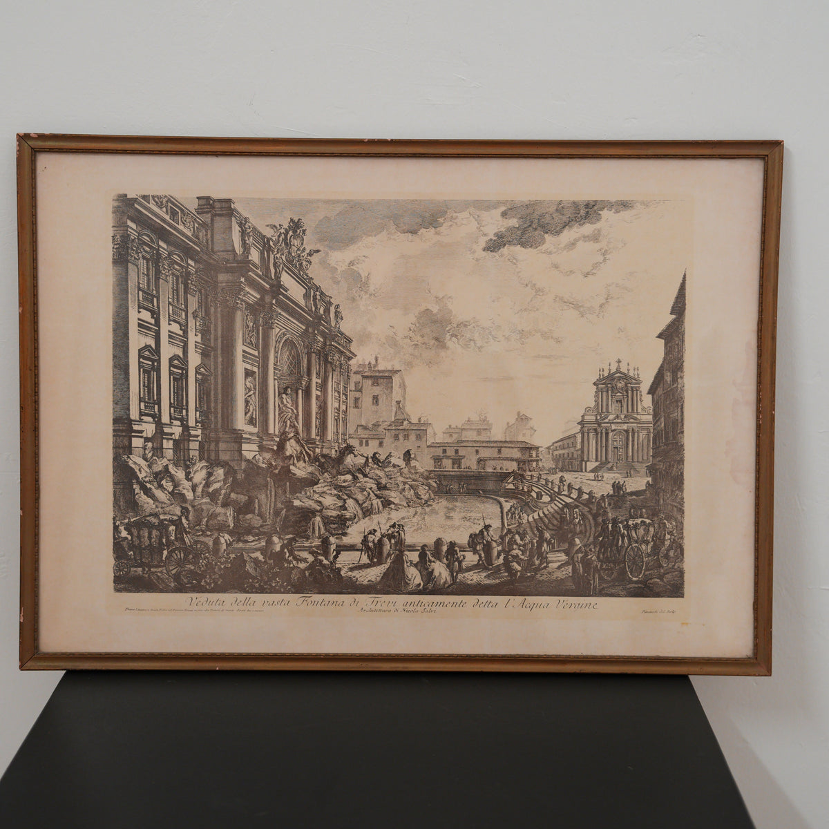 Stampa "Veduta della Fontana di Trevi" da Giovanni Battista Piranesi – Roma, cornice in legno – 51 x 72 cm