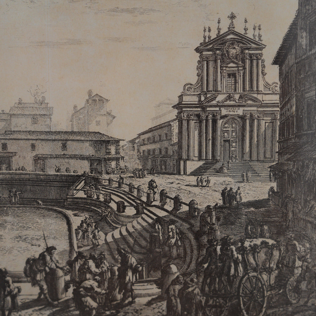 Stampa "Veduta della Fontana di Trevi" da Giovanni Battista Piranesi – Roma, cornice in legno – 51 x 72 cm