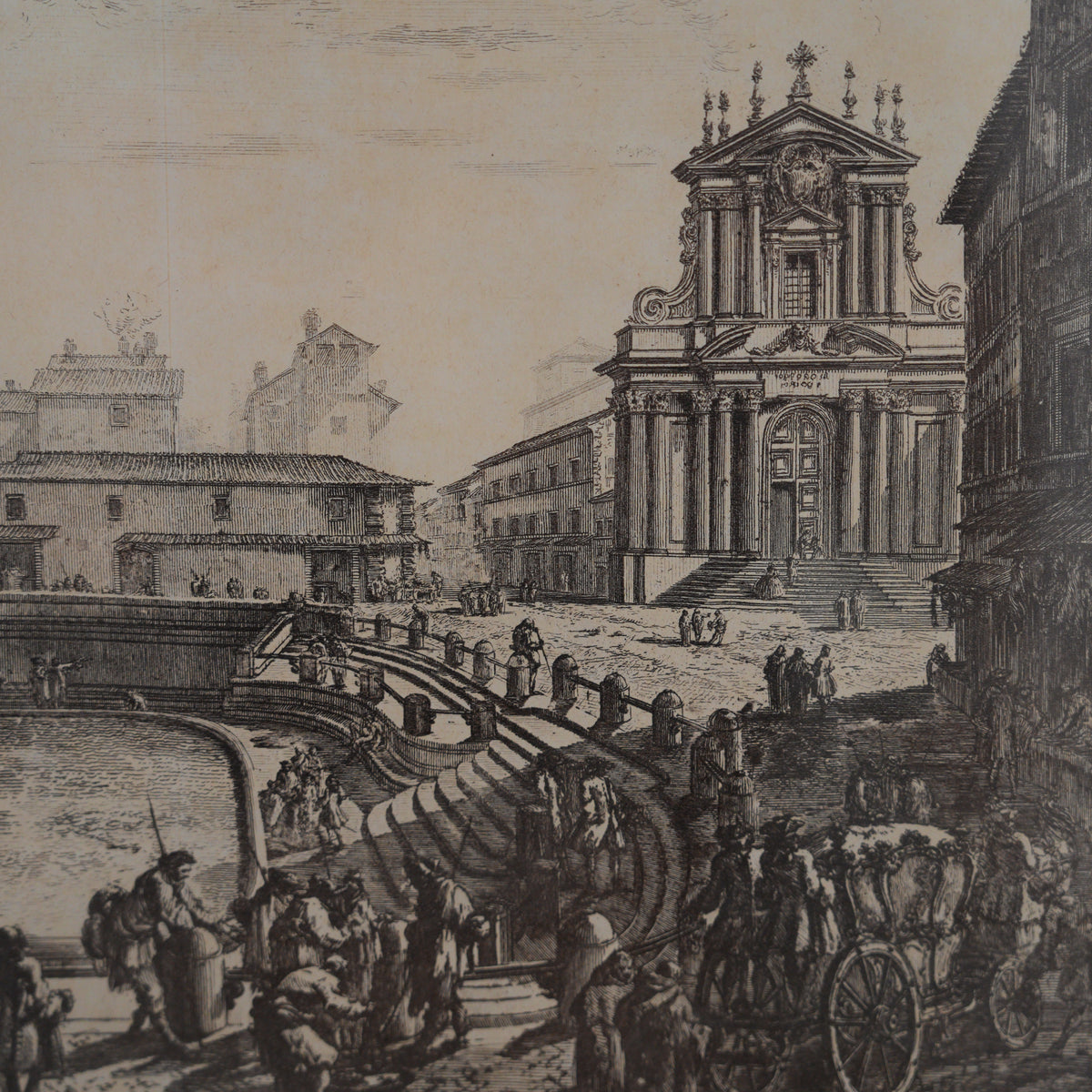 Stampa "Veduta della Fontana di Trevi" da Giovanni Battista Piranesi – Roma, cornice in legno – 51 x 72 cm