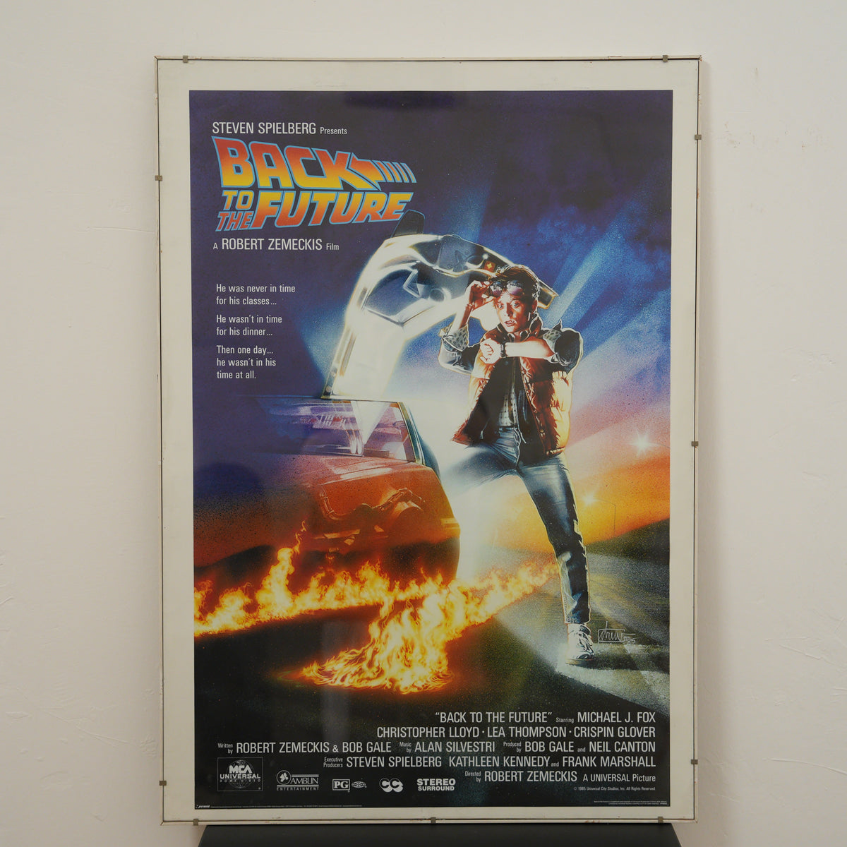 Poster "Ritorno al Futuro" (Back to the Future) – illustrazione di Drew Struzan, in cornice a giorno con vetro – 98 x 69 cm