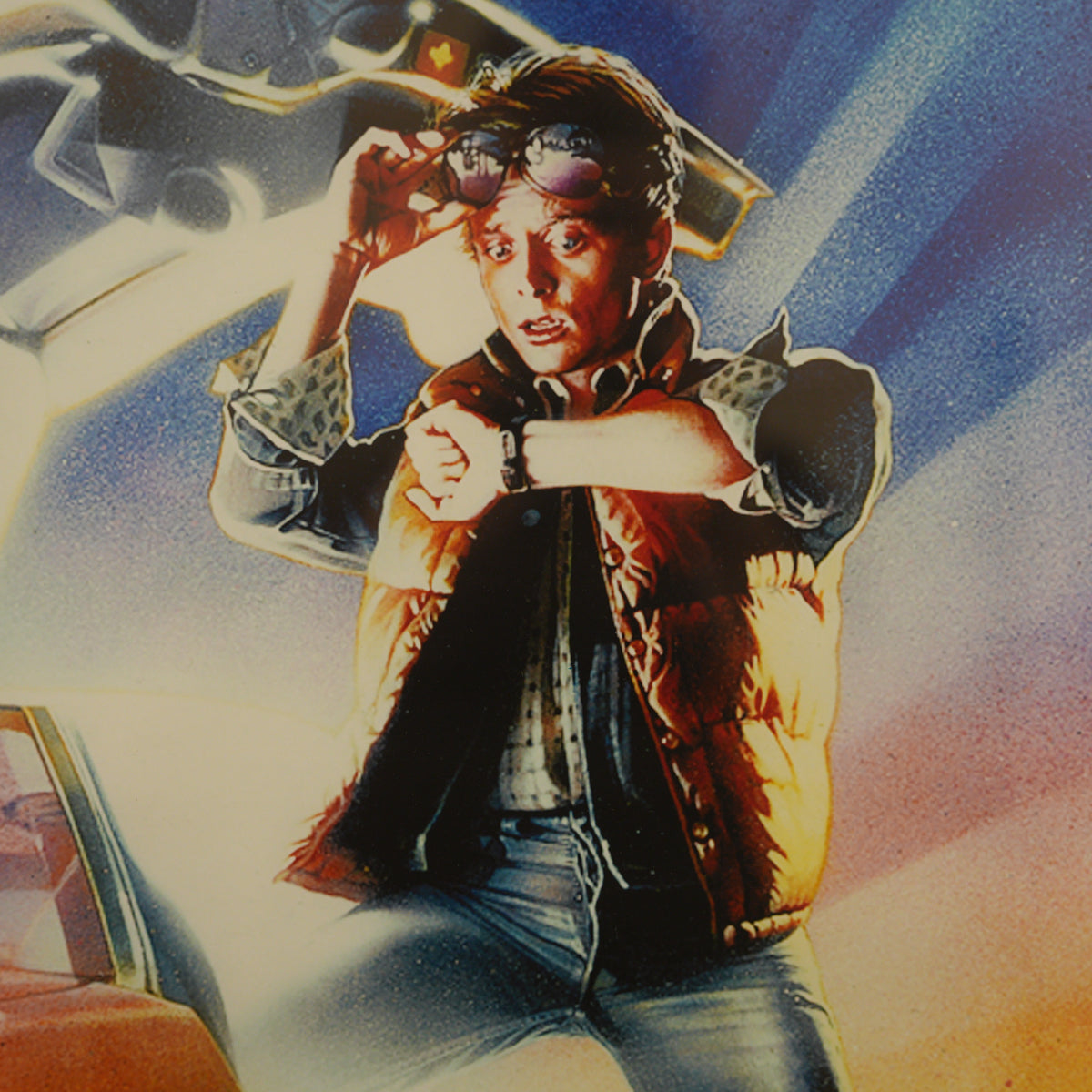 Poster "Ritorno al Futuro" (Back to the Future) – illustrazione di Drew Struzan, in cornice a giorno con vetro – 98 x 69 cm